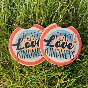 Peace Love & Kindness Car Coaster Set | Car Accessories